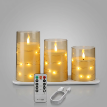Velas LED Decorativas Recargables con Mando a Distancia Set de 3 Piezas 7.5 x 10/12/15 cm — velas eléctricas