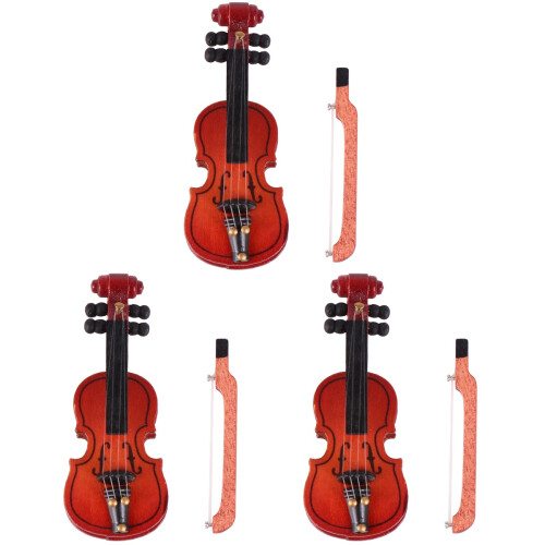 3Pièces Mini Violons Marron Décoratifs Accessoires Maison De 1