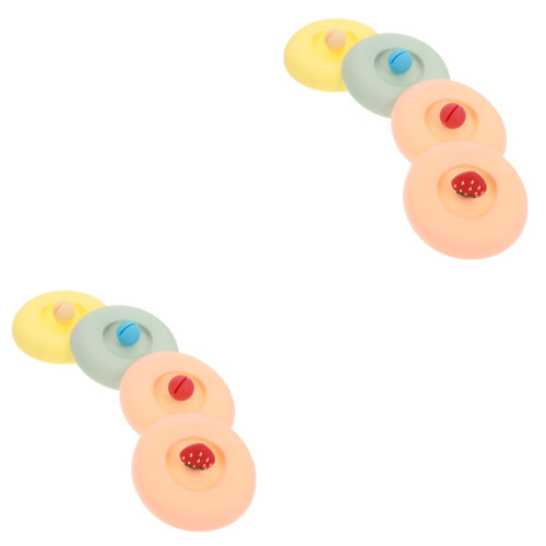 8Pièces Couvercles Silicone Etanches Design Cartoon Couleurs Multiples 2
