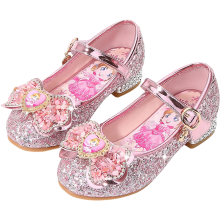 Zapatos de Tacón para Niña Princesa Lentejuelas Cristales Rosa 34 EU — zapatos niña, calzado infantil vestir