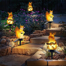 Solar Garden Lawn Light Resin Squirrel Mark Light Vattentät Utomhus Trädgård Landskap Spotlight Belysning Dekoration B
