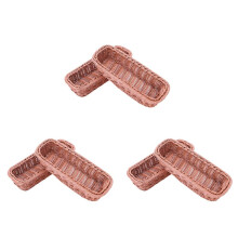 6pc Rattan Plastic Basket Cutlery Basket Rectangular Storage Box Cutlery Fork Chopsticks Bread Cake Fruit Storage