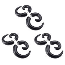 6X Jewellery Mens Horn Claw Stud Earrings, Cheater Fake Ear Plugs Gauges Illusion Tunnel, Black (with Gift Bag)