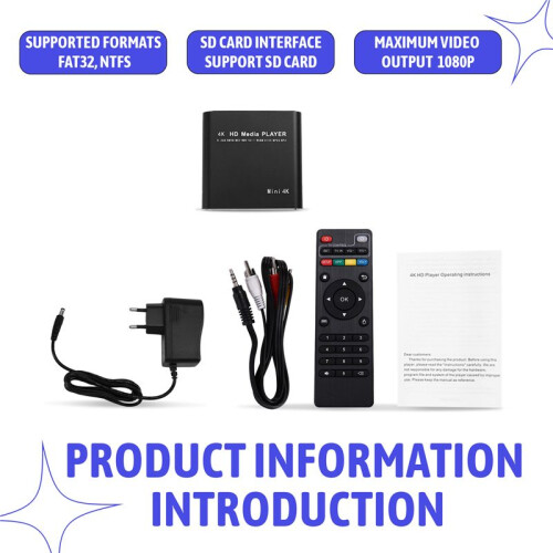 Multimedia Player Full HD 4K USB External Media Player TV Box with  Media HDD Player EU Plug 1