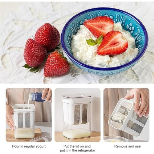 Colino per Yogurt Greco, Colino Multi Yogurt Maker da 1100ml con Coperchio per Yogurt Greco 2