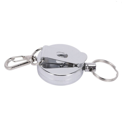 18 Pcs Stainless Silver Retractable Key Chain  Keyring Heavy Duty Steel 2