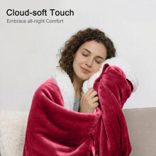 (Burgundy, Single (130 x 150 cm)) Sherpa Fleece Blanket Bed Throw Reversible Sofa Mink