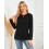 Damenpullover Rundhalsausschnitt Gefältelt Herbstlich Elegant Schwarz L — damenpullover schwarz, wellenpullover, pullover rundhalsausschnitt 2
