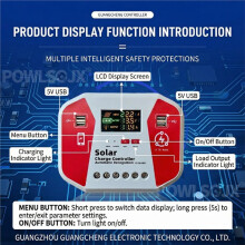 Controlador de Carga Solar 12V 24V 48V Regulador Fotovoltaico Automático con Pantalla LCD 4 Puertos USB para Baterías de Plomo-Ácido y Litio 80A