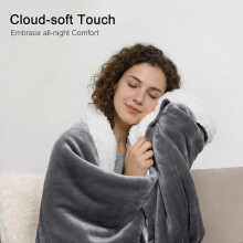 (Grey, King (200 x 240 cm)) Sherpa Fleece Blanket Bed Throw Reversible Sofa Mink