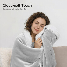 (Silver, Single (130 x 150 cm)) Sherpa Fleece Blanket Bed Throw Reversible Sofa Mink