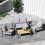 Birchtree BIRCHTREE 4-Seater Garden Furniture Set Single Double Sofas With Matched Coffee Table Grey 1