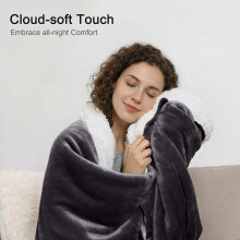 (Black, Double (150 x 200 cm)) Sherpa Fleece Blanket Bed Throw Reversible Sofa Mink