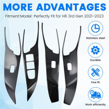 For H6 3rd Gen 2021-2023 Car Window Lift Button Panel Cover Trim Interior Accessories Carbon Fiber