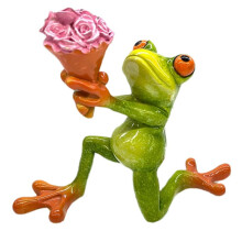 Valentine'S Day Cute Rural Home Decoration Proposal Flower Frog Resin Ornaments