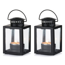 Lanterns for Candles Garden Lanterns, 2 Pcs Vintage Style Hanging Small Lanterns for Tealight Candle, Tea Light Holders