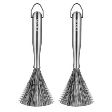 2Pcs 304 Stainless Steel Brushes, Metal Scrubber, for Removing Stubborn Messes for Cast Iron, Pots, Pans, Grill, Stoves