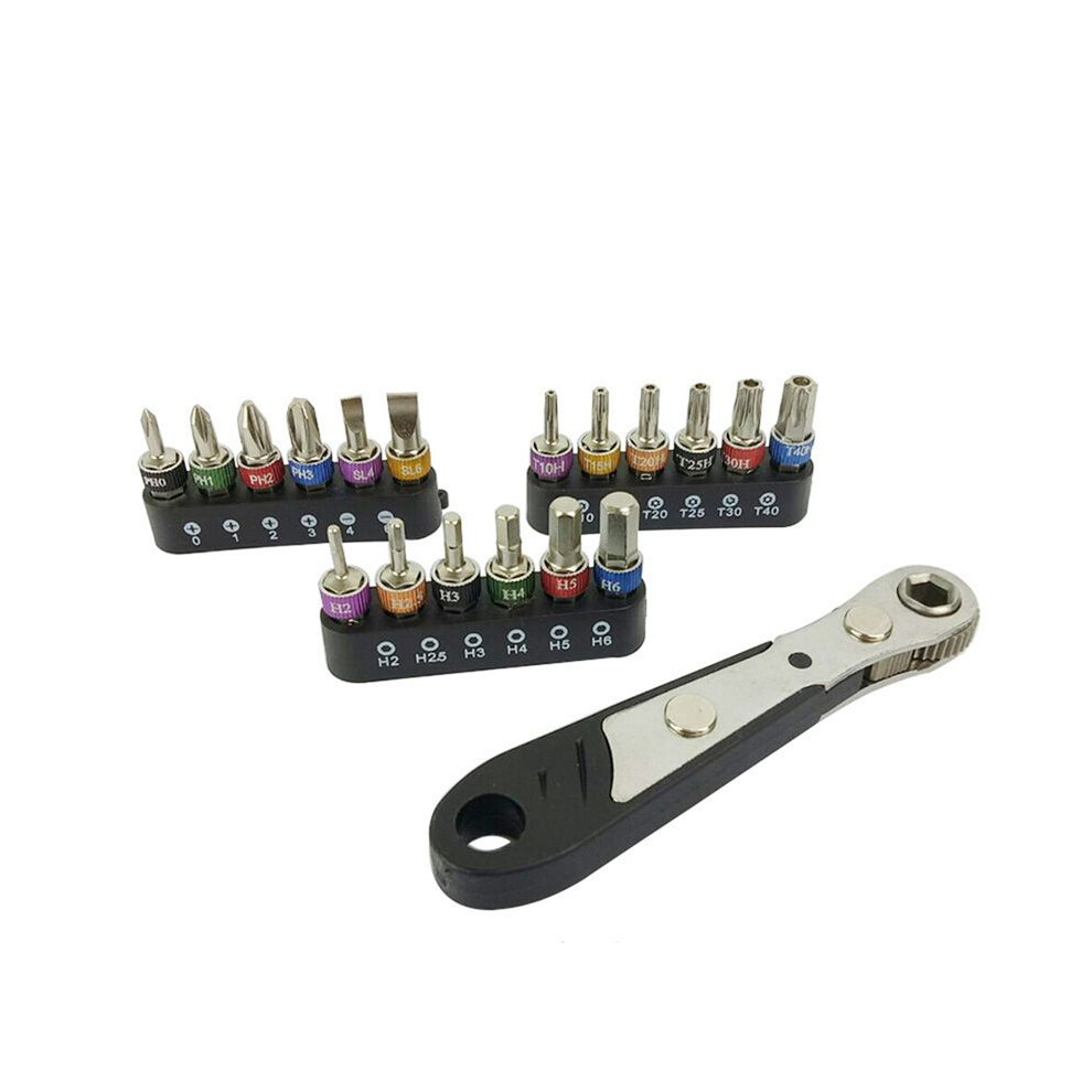 19Pcs 1/4 Inch Ratchet Wrench Set Screwdriver Bits Ratchet Wrench Spanner Screwdriver Bits Combination Tool 6032984751450