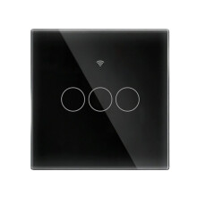 Tuya Matter Light WiFi EU Standard 3-Way Glass Touch Panel APP Remote Control Voice Black