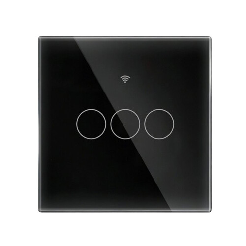Tuya  Matter Light  WiFi EU Standard 3-Way   Glass Touch Panel APP Remote Control Voice Black