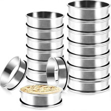 Anéis para Crumpet, Pacote com 16 Anéis para Biscoito, Diâmetro Externo de 3,2 Polegadas + 2,1 Polegadas, Anéis de  em Aço Inoxidável de Grau