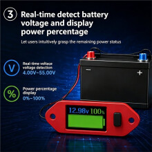 4-55V Battery Meter, Programmable Voltage Capacity Gauge Universal for Multiple Battery Types