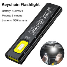2st LED Nyckelring Ficklampa Uppladdningsbar 550LM Bärbar Lampa Ficklampa Flod Arbetslampa Magnet för Nödsituationer