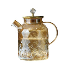 Glass Tea Pot with Lid and Filter Champagne Tea Kettle Cold and Heat Tea Maker for Blooming Fruit Tea 1.8L