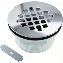 Geen Kit Doucheafvoer, 2" PVC Compressie Douchebasisafvoer voor Acryl en Glasvezel Douchebases, 4-1/4" Ronde Deksel