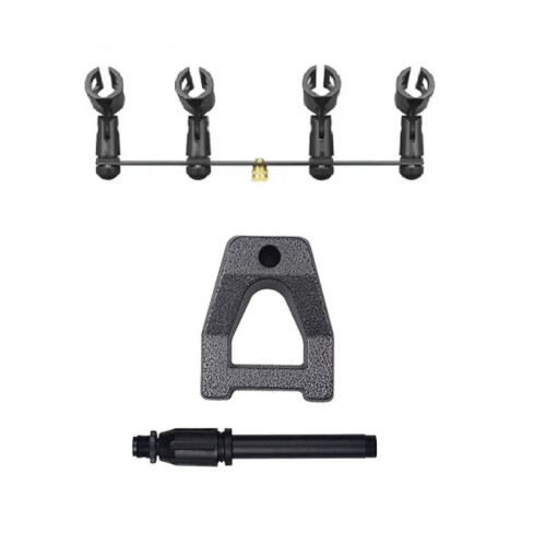 4 in 1 Microphone Clip Stereo T-Bar Thread Adapter Bar Mount Stand Tripod Floor Stand for Interview Speech Chorus Studio