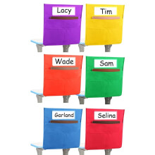 Chairback Pockets for Classroom, 2 Large Pockets Storage Organizers with Name Tags for School Supplies 6 Pcs