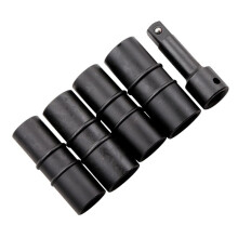 5-Piece SAE/Metric Dual-End Pneumatic Impact Socket Set for Automotive Wheel Lug Nuts (Hex)