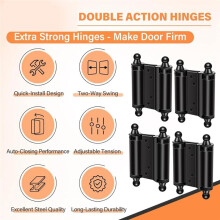 4 STUKS 3'' Dubbele Actie Veer Deur Scharnieren - Dubbel-Swing Saloon Deur Scharnieren, Swingende Deur Scharnier met Schroeven en Pinnen