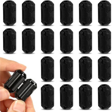 20pcs Clip- Ferrite Core Bead Ring Core RFI EMI Noise Suppressor Cable Clamp Clip Filter for 7mm Diameter Cable