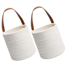 2pcs Wall Mounted Baskets Wicker Storage Baskets Cotton Fabric Hanging for Flower Home Decor