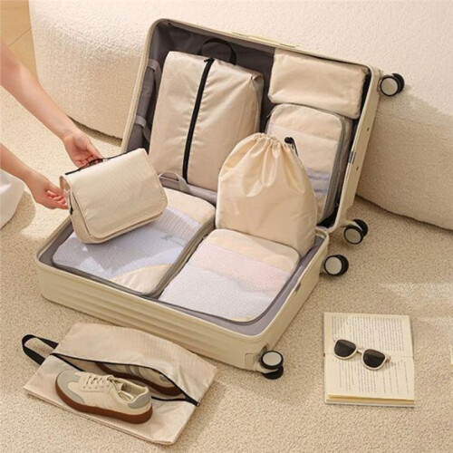 8 Set Expandable Mesh Packing Cubes for Travel , Compression Organizer with Bags Grey 2