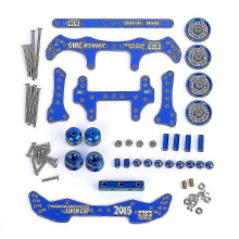 Kit de modificación de chasis Compatible con Tamiya Mini 4WD Coche RC, material compuesto azul, incluye herramientas de instalación