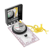 Compass with Mapping Ruler Magnifying Glass Mirror Emergency Rope, ABS Plastic, for Camping Mountaineering Hiking Travelling Outdoor Activities