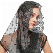 Velo da sposa da donna a strato singolo in pizzo, 120 cm x 50 cm, per messa latina, matrimonio, chiesa, servizi fotografici di viaggio.