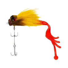 Mouse Fishing Lure Fly Hooks, 24cm Yellow PVC Artificial Bait with Double Replaceable Screw Tail, for Pike Fishing Freshwater Saltwater