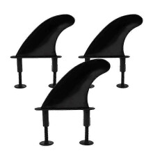 Set van 3 softtop surfvinnen, gemaakt van zwart TPR-materiaal, voor softtop paddleboards en surfaccessoires, inclusief 6 vinschroeven.