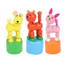 Holz Tier Aufdrückspielzeug3 Stück aus Holz für Kinder Krippe Kindergarten Kinderzimmer Deko