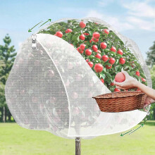 6.4Ft x 6.4Ft Fruit Tree Garden Netting, HDPE 40-mesh Net With Zipper And Drawstring For Plant Protection Against Pests Wildlife