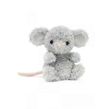 Peluche topolino 15 cm, orecchie e coda grigi, rivestimento in peluche corto, imbottitura in cotone PP, ricami, decorazione per camera da letto