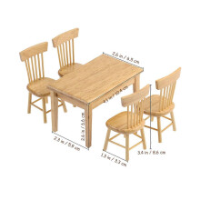 Ensemble table et chaises miniature en bois, 5 pièces, couleur bois, pour maison de poupée 1:12, décoration et accessoires de photographie