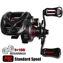 TASHHAR Baitcasting Fishing Reel, Left Hand, 7.2:1 Gear Ratio, 17.6LB Carbon Fibre Drag, Ultralight Blue Baitcaster Reel for Angling