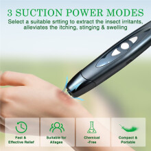 Insect Bite and Sting Relief Device, Rechargeable Chemical-Free Bug Bite Itch Treatment, Fast Natural Relief Black
