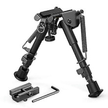 Adjustable Tactical Bipod, 6-9 Inch, Non-Rust Black Anodized Finish, 5 Position Adjustable Leg Length, for Outdoor Shooting Stability