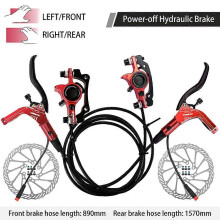 Elektrische fiets hydraulische remset met 160mm voor-achter rotoren, aluminiumlegering compatibel met elektrische fietsen en scooters, zwart rood