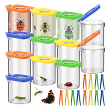 12 Pack Insect Bug Viewer for Kids with Tweezers Magnifying Insect Box Insect Observation Kit Bug Catcher Bug Container
